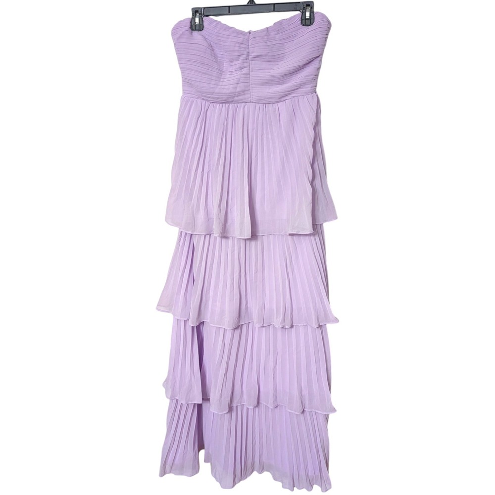 Lulus Seriously Sensational Lavender Pleated Tiered Strapless Maxi Dress Medium - Picture 4 of 8